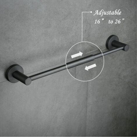 Porte-Serviettes Réglable 40CM à 66CM, Barre Porte Serviette Salle de Bain Mural, Noir, Acier Inoxydable 304-Crezuo (1/4)