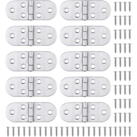 10 Charnière Inox et Vis, Montage facile et solides, pour Table Pliante, Porte de Placard, Trappe, Fenêtre Bateau/Maison-Crezuo (1/4)