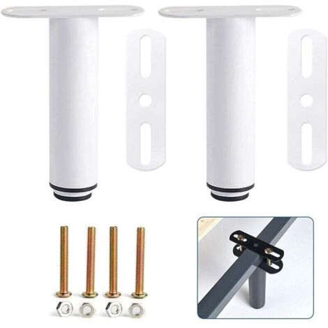Lot de 2 Pied de Lit Réglables 18-33cm Blanc Pieds pour Sommier à Lattes Pieds de Meubles pour Armoire Canapé-Crezuo