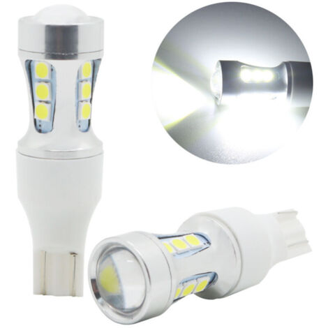 Lot de 2 ampoules LED, 912 921 Ampoule LED Feu de recul T15 Feu de recul LED 2600 Lumens 6000 K Xénon Blanc W15W 906 904 902 Lumière super lumineuse-Crezuo (1/4)