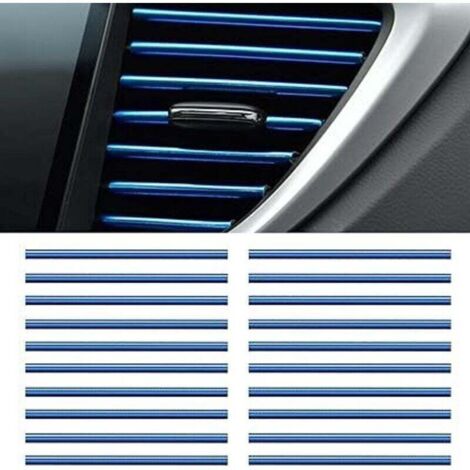20 Pièces Bandes Décoration de Sortie d’Air de Voiture,Bandes Décoratives Voiture Accessoire Voiture Interieur Decoration pour Climatisation de Voitures Sortie d'Aération Grilles (Bleu)-Crezuo (1/4)