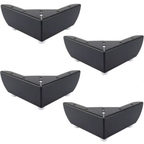 Lot de 4 Pieds DIY de Meubles de Cuisine 50mm Jambes pour Table Basse Armoires Lit Canapé Forte Pied de Chaise Bureau en Métal Noir Silencieuse Antidérapante-Crezuo (1/4)