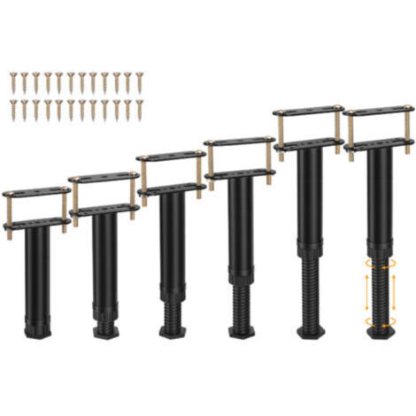 Lot de 6 Pieds de Support de Lit Réglables en Hauteur, Adaptés aux Cadres de Lit 18-32cm, aux Lattes Centrales de Lit et aux Pieds de Support de Meubles, Installation sans Perçage-Crezuo (1/4)
