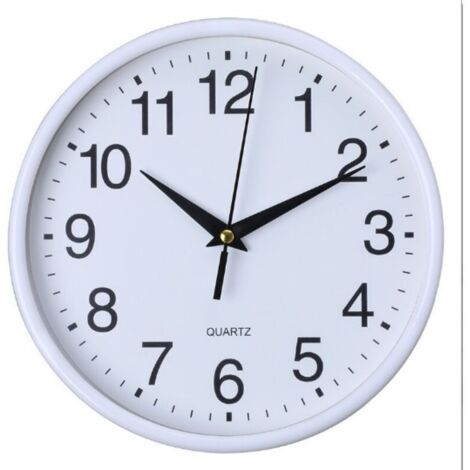 Horloge murale en plastique - 20 cm - Chiffres arabes - Horloge murale silencieuse - À quartz - Pour l'école, le bureau, le salon-Crezuo (1/4)