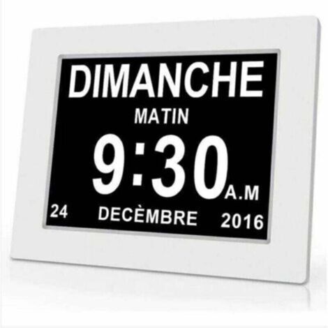 Horloge calendrier numérique One Piece 7 pouces avec date et heure, XU, Horloge Alzheimer pour parents, Rappel de médicaments pour grands-parents et enfants - Blanc - 20.414.32.4cm --Crezuo (1/4)