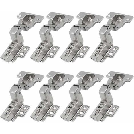 Charnières à 110 degrés rentrantes 35mm – Acier nickelé – 8 pièces pour portes de placard et meubles de cuisine – Installation rapide - Applique-8pcs-Crezuo (1/5)