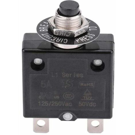 Rnemitery – Disjoncteur thermique 5A – Protection contre surcharge – Tension 125-250V AC, 50V DC – Réinitialisation manuelle – Installation facile en espace confiné