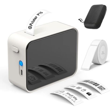 Rnemitery – Imprimante d'étiquettes Bluetooth thermique compacte – Impression codes-barres et QR – Résistante à l'eau et à l'huile – Autonomie 4h