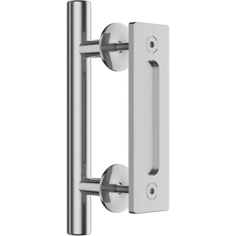 Poignée de porte de grange coulissante en acier inoxydable, double face, idéale pour portails, garages, abris de jardin et meubles. (1/4)