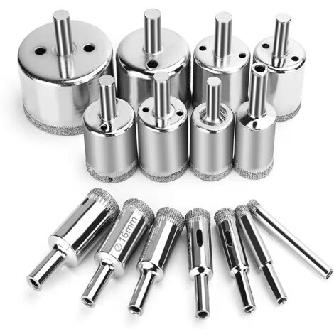 Foret de Diamant, (15 Pcs ensemble de scie-cloche), coupeur de trou de tuile, Scie diamantée (Outils de solvant pour le verre, la porcelaine, la céramique, la pierre de granit) 4-50mm (1/4)