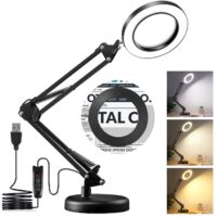 Lampe loupe à 72 LED, lampe de travail de 10 dioptries, lentille grossissante avec pince et socle