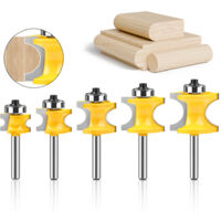 Jeu de 5 fraises à rouleaux semi-circulaires à roulement, queue de 8 mm, fraises à bois semi-circulaires pour machines à graver, fraises pour le travail du bois