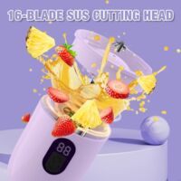 Mixeur portable pour smoothies et milkshakes, mini mixeur avec 16 lames, affichage numérique, rechargeable par USB, petit mini mixeur à smoothies (violet).