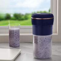 Extracteur de jus portable, mini-blender, extracteur de jus rechargeable par USB, appareil à smoothies, blender portable pour smoothies aux fruits et légumes avec 6 lames, idéal pour les voyages, la s