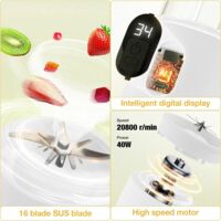 Mixeur portable pour smoothies et milkshakes, mini mixeur avec 16 lames, affichage numérique, rechargeable par USB, petit mini mixeur à smoothies (blanc).