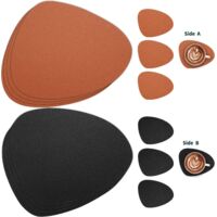 Dessous de verre en cuir et en verre, dessous de verre double face antidérapants, lavables et imperméables en plastique (noir et marron)