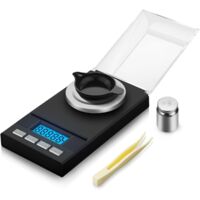 Balance numérique au milligramme - Balance miniature de haute précision 50 g/0,001 g, adaptée au pesage de bijoux et de poudres, comprend un poids d'étalonnage de 50 g.