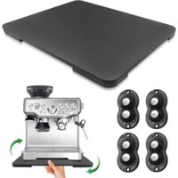 Plateau coulissant à 360° pour machines à café, plateau coulissant en bambou pour cafetière, plateau coulissant rotatif de comptoir avec roulettes pour un accès facile sous les armoires, noir (grand f