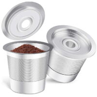 Deux capsules de café réutilisables avec dosettes de remplissage de poudre, compatibles avec les machines à café, dosettes de poudre rechargeables en acier inoxydable, capsules de café en métal.