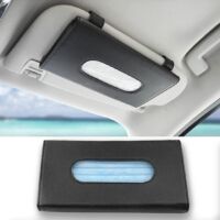 Boîte à mouchoirs de voiture, pince à mouchoirs suspendue, boîte à mouchoirs en similicuir pour pare-soleil, boîte à mouchoirs noire pour voiture