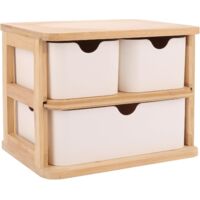 Boîte de rangement en bois avec tiroirs - Boîte de rangement de bureau - Boîte de rangement cosmétique en bois avec 3 tiroirs - Convient pour le bureau, la maison et l'école.