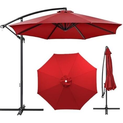 Toldo de repuesto para sombrilla, cubierta de jardín de 7 pies/9 pies/10 pies, toldo lavable para patio (rojo, 9 pies 8 varillas) (rojo, 7 pies 6 varillas) (1/5)