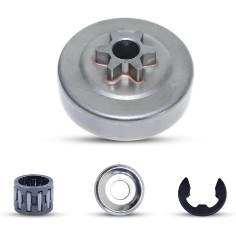 Piñón de tambor de embrague de 6 dientes de 3/8" para motosierra Stihl MS170 MS181 018 017 MS180 MS250 MS210. Reemplaza la pieza OEM n.° 1123 640 2003 con clip en E + arandela de piñón + rodamiento de (1/5)