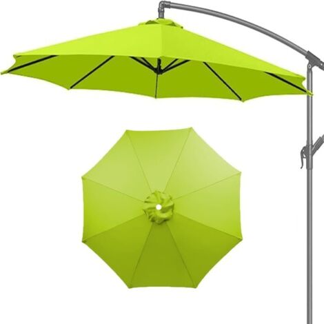 Tela para sombrilla de 6.5 pies, 9 pies y 10 pies, cubierta de repuesto para sombrilla de patio, 8 varillas, fácil de instalar (rojo, 8 varillas) (verde, 9 pies, 6 varillas) (1/5)