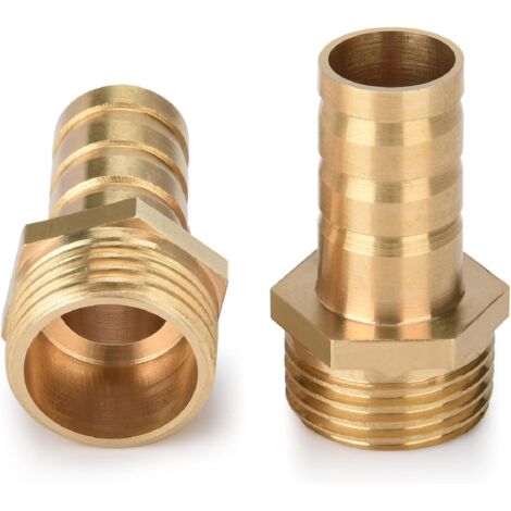 Conector de tubería de latón, latón - Adaptador de 1/2" AG x 1/2" (14 mm) - 2 piezas (1/5)