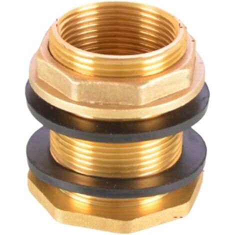 Conector de latón para depósitos de agua, rosca hembra NPT de 2,5 cm y rosca macho NPT de 3,8 cm, con placas deflectoras, cierre hermético para depósitos y barriles de agua de plástico. (1/5)