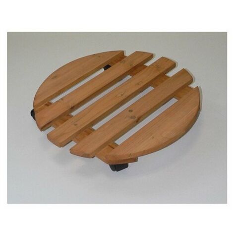 Carro para plantas Ø 350 mm – Carga máxima 60 kg – Tablero de pino – Acabado natural – Ruedas de TPE con 4 mecanismos de bloqueo/Rodillo para interiores/Ayuda para el transporte de plantas (1/2)