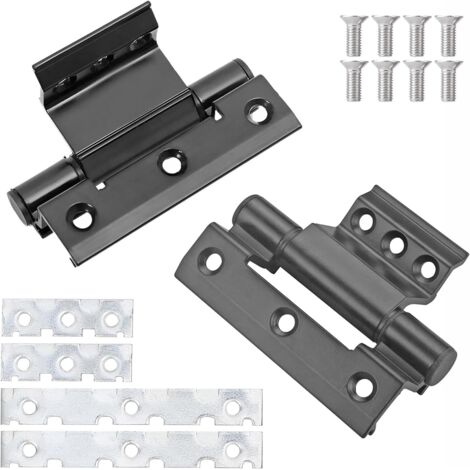 Bisagra de ventana de 2 piezas, bisagra para puerta francesa, 100 mm, no requiere perforación, para ventanas con perfil de aluminio de 55/60 mm.