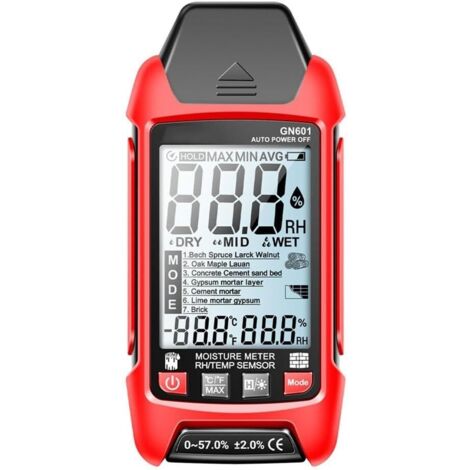 Medidor de humedad, comprobador de humedad digital con rango de 0-99,9% para madera y materiales de construcción con sonda de temperatura para una detección precisa de la humedad en proyectos de const (1/5)