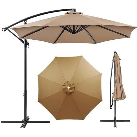 Toldo de repuesto para sombrilla, cubierta de jardín de 7 pies/9 pies/10 pies, toldo lavable para patio (rojo, 9 pies 8 varillas) (caqui, 7 pies 6 varillas) (1/5)