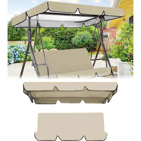 Juego de toldo impermeable para columpio de patio. Cubierta de repuesto para columpio de 3 plazas con funda para cojín. Juego de toldo para columpio de exterior para muebles de patio (columpio no incl
