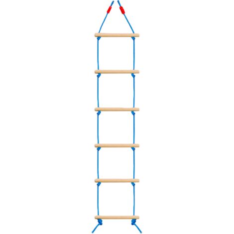 Escalera con 6 peldaños de madera, 1,7 m, juguete para trepar para uso interior y exterior, máx. 75 kg (1/3)