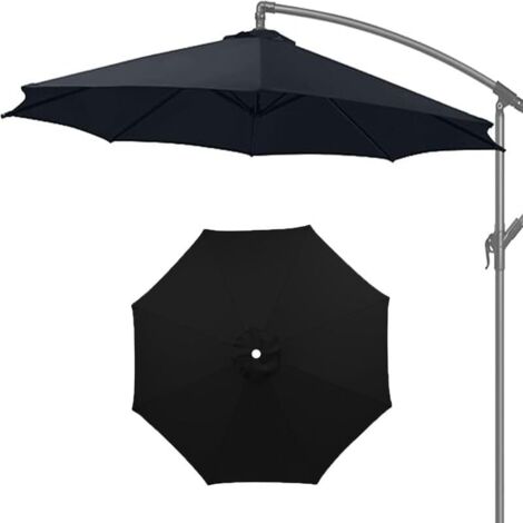 Tela para sombrilla de 6.5 pies, 9 pies y 10 pies, cubierta de repuesto para sombrilla de patio, 8 varillas, fácil de instalar (rojo, 8 varillas) (negro, 6.5 pies, 6 varillas) (1/5)
