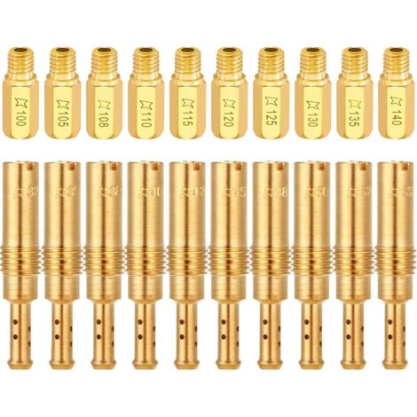 20 surtidores de carburador para PWK Keihin OKO CVK KOSO PWM (10 surtidores principales 100 105 108 110 115 120 125 130 135 140 y 10 surtidores de ralentí lentos 32 35 38 40 42 45 48 50 52 55) (1/5)