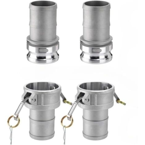 Juego de 2 racores de tubería de leva y ranura, en aluminio tipo A+D de 1,27 cm a 2,5 cm para conexión de fugas, uso industrial (1) (1/5)