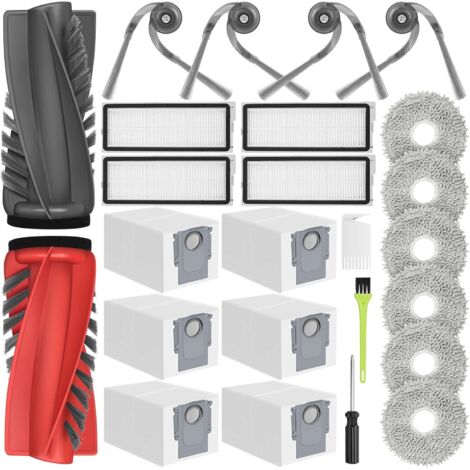 Repuestos para aspiradora Roborock Qrevo Curv/Qrevo Edge/Qrevo Curv S5X/Qrevo Edge S5A/Qrevo S5V/5AE: 2 cepillos principales, 4 filtros HEPA, 6 bolsas para polvo, 6 almohadillas de fregado y 4 cepillo (1/5)