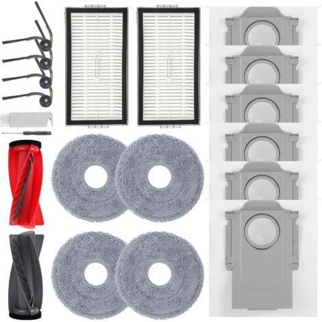 Accesorios para aspiradoras Roborock Saros 10R, Qrevo CurvX y Qrevo Curv 2 Pro/2 Prox: 1 cepillo principal, 2 filtros HEPA, 6 bolsas para polvo, 4 paños de limpieza, 4 cepillos laterales, 1 cepillo, 1 (1/5)