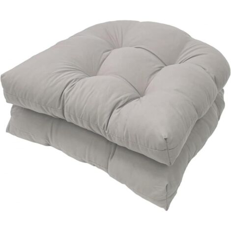 Juego de 2 cojines en forma de U para sofá, cojines de repuesto para sillas de ratán, cojines para asientos de mimbre, cojines para sillas de interior/exterior, cojines para sillas de patio - Gris cla