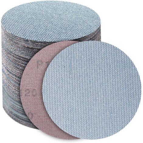 Discos abrasivos de 125 mm, 50 unidades, malla cerámica, cierre de velcro, grano 120, para lijar y pulir madera y metal. (1/5)