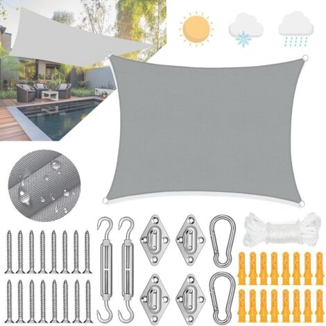 Toldo rectangular impermeable de 2 x 3 m con ojales y kit de fijación, protección UV del 98%, ideal para jardín, terraza o camping. (1/5)