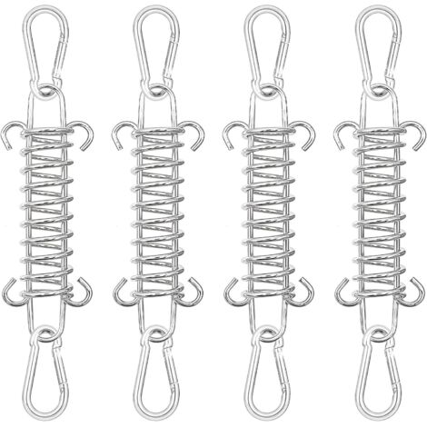 Tensor de vela de sombra de 4 piezas, resorte de tensión para vela de sombra con 8 ganchos de acero inoxidable, resorte de tracción para lonas, tiendas de campaña, rejillas metálicas, velas de sombra (1/5)