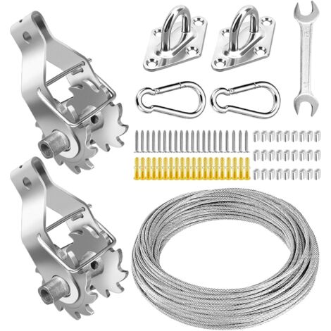 Kit de fijación para toldos: kit de herrajes de acero inoxidable para protección solar con cabrestante y accesorios para velas de sombra rectangulares, cuadradas y triangulares. (1/5)