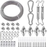Kit de cuerda colgante de acero inoxidable, cable de acero inoxidable revestido de 15 m/3 mm con tensores, kit de cable tensor M5 para plantas trepadoras, tendedero y toldo.