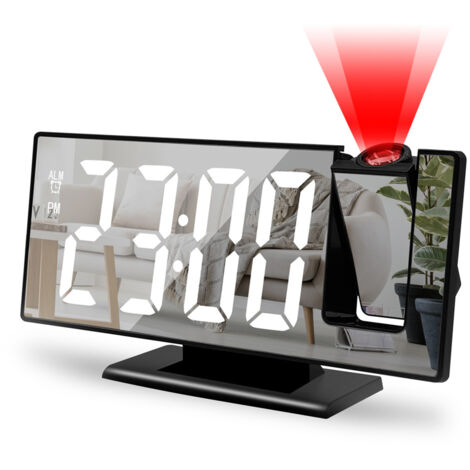 Digital bedroom clock with projector, 12/24 hour display, adjustable brightness (1/4)