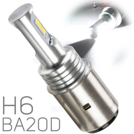 1 pc Motorcycle Headlight Bulbs BA20D, H6, Xenon White LED 6000K, 6W, 850lm, for Front Lights and Daytime Running Lights (1/4)