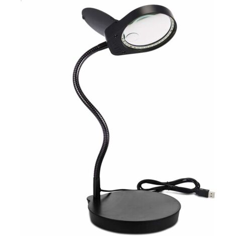 1 magnifying glass on a stand, 3X and 10X magnification, 26-diode LED lamp, 36cm flexible gooseneck arm, for reading, DIY and hobbies